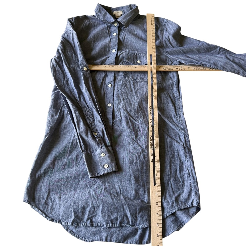 J.Crew Chambray Tunic Shirt Roll-Up Sleeve Button Down Preppy Minimalist XXS - Picture 4 of 8
